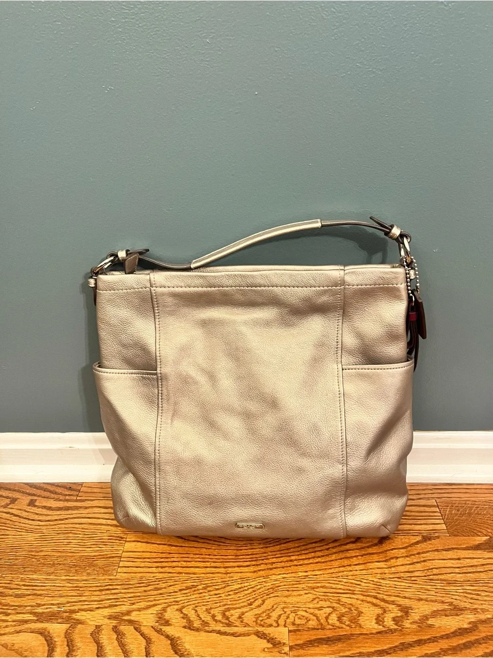 Coach Leather Hobo Bag Silver F1473-F31323
